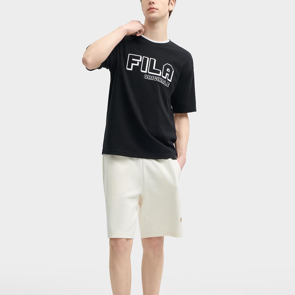 FILA Casual Comfortable Round Neck Pullover Short Sleeve T-Shirt Men T-Shirts Black F11M429107F-BK