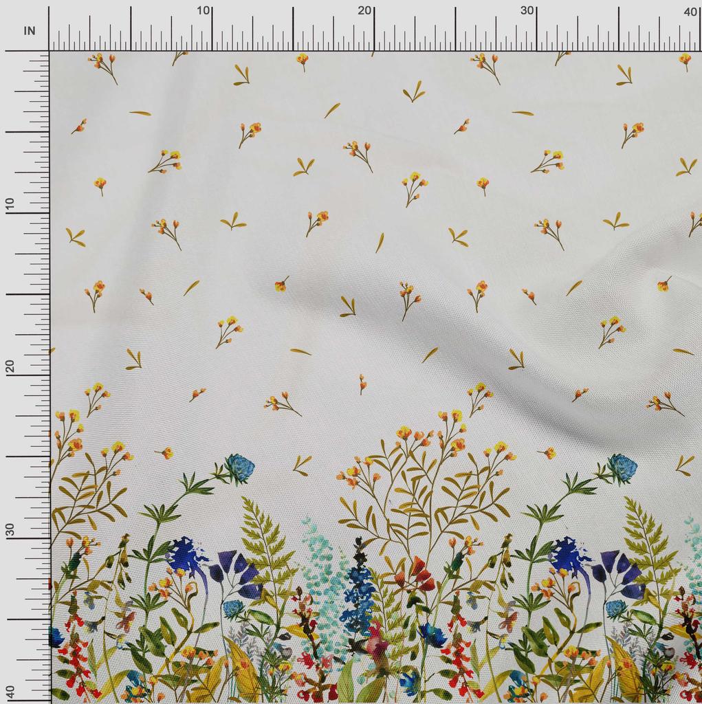 oneOone Cotton Flex Fabric Leaves & Flower Panel Print Sewing Fabric BTY 40 Inch