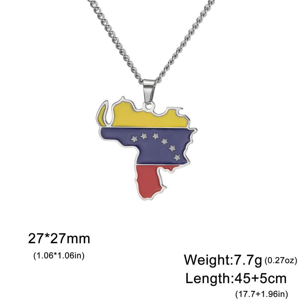 EUEAVAN Latin American Country Map Necklace Stainless Steel Haiti Argentina Venezuela Colombia Chile Flag Jewelry Gift Wholesale