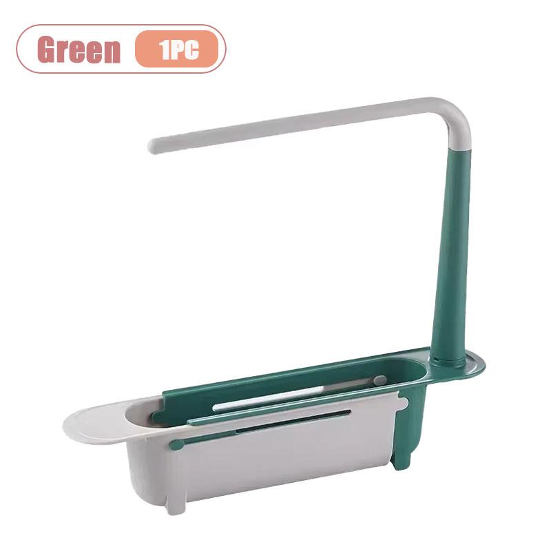 Telescopic Over Sink Organizer Rack Adjustable Kitchen Storage Tray for Soap Sponge Towel with Ventilated Design Drain Rack