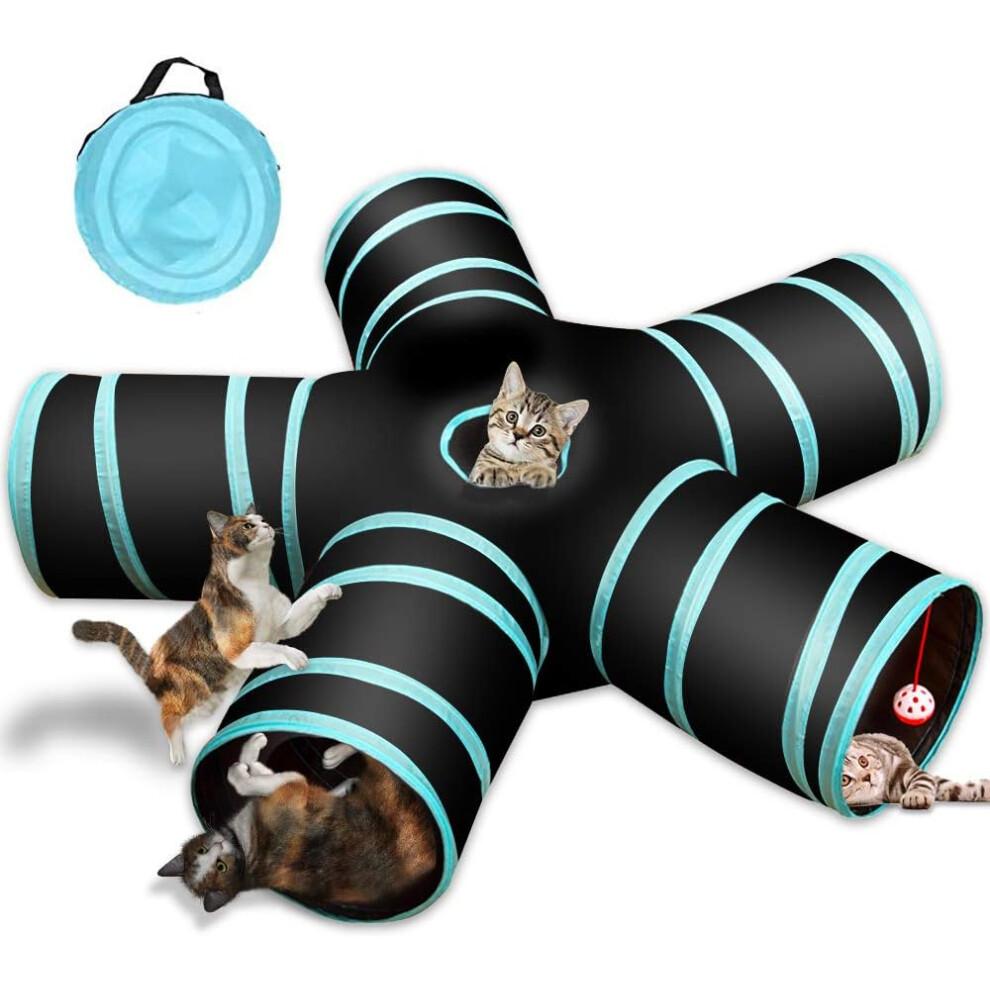 Paw-some Playground, Dangling Ball Toy Delight, Portable Cat Tunnel For Your Feline's Daily Dose Of Fun, Interactive Peek Hole, S-Shape Tunnel, Safe a
