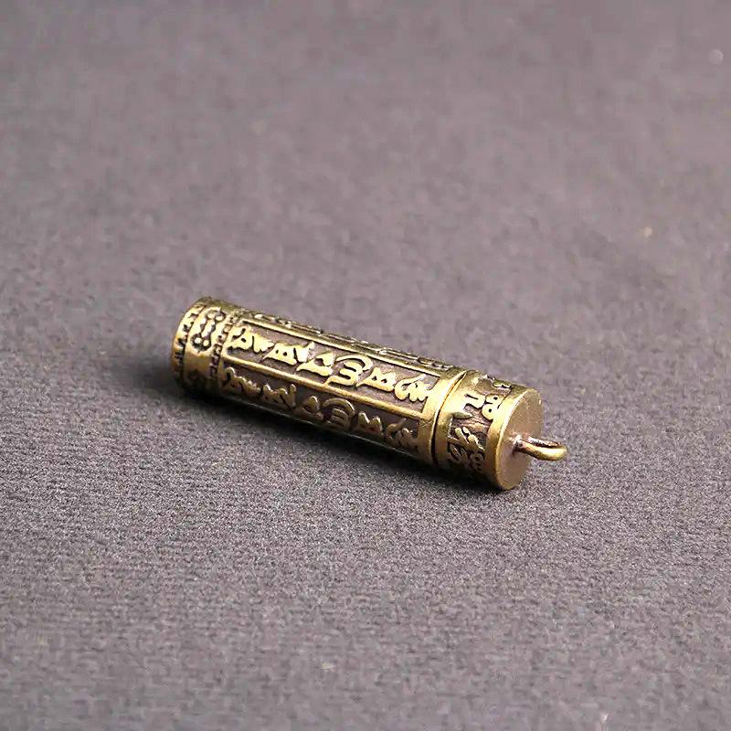 Vintage Brass Scripture Pendant Safety Auspicious Pendant Detachable Pendant
