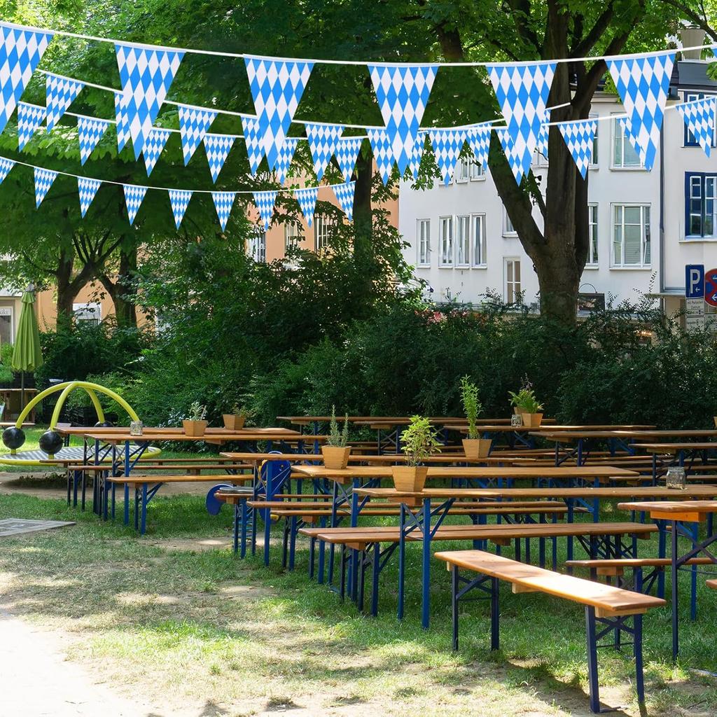 CHRORINE 99 Feet Oktoberfest Pennant Banner Bavarian Bunting Flags, Oktoberfest Decorations Party Supplies, German Party, October Festival