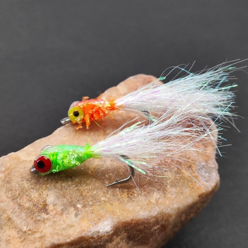 Carbon Fiber Fly Fishing Lures Realistic Hair Tail Lures With 3D Eyes & Sharply Hook For Basses Trouts & Saltwater Fish
