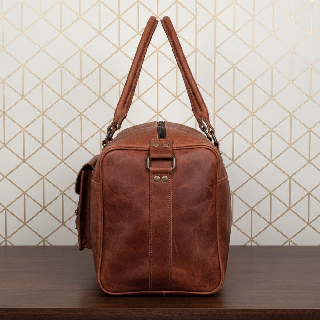 Handmade Leather Duffel Bag Men Women, Personalised Leather Duffel Travel Gym Duffle Bag - Christmas Gift