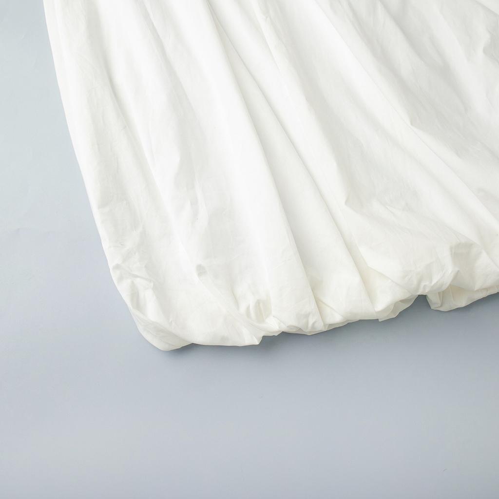 Robe à col rond et manches bouffantes 100% coton pour femme, Robe décontractée ample unie pour le printemps et l'été, Style européen américain