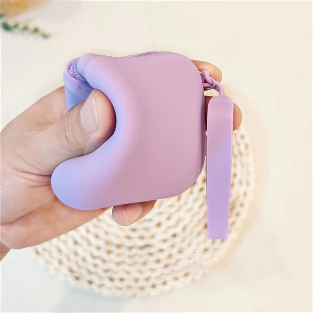 Simple Silicone Cosmetic Bag With Wrist Strap Waterproof Storage Bag Dustproof Zipper Toiletry Bag Outdoor