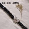 Diamond-Encrusted Pearl Elastic Elastic Waist Chain Women'S Dress Belt Black Thin Waist Seal Slim Waist Accessories