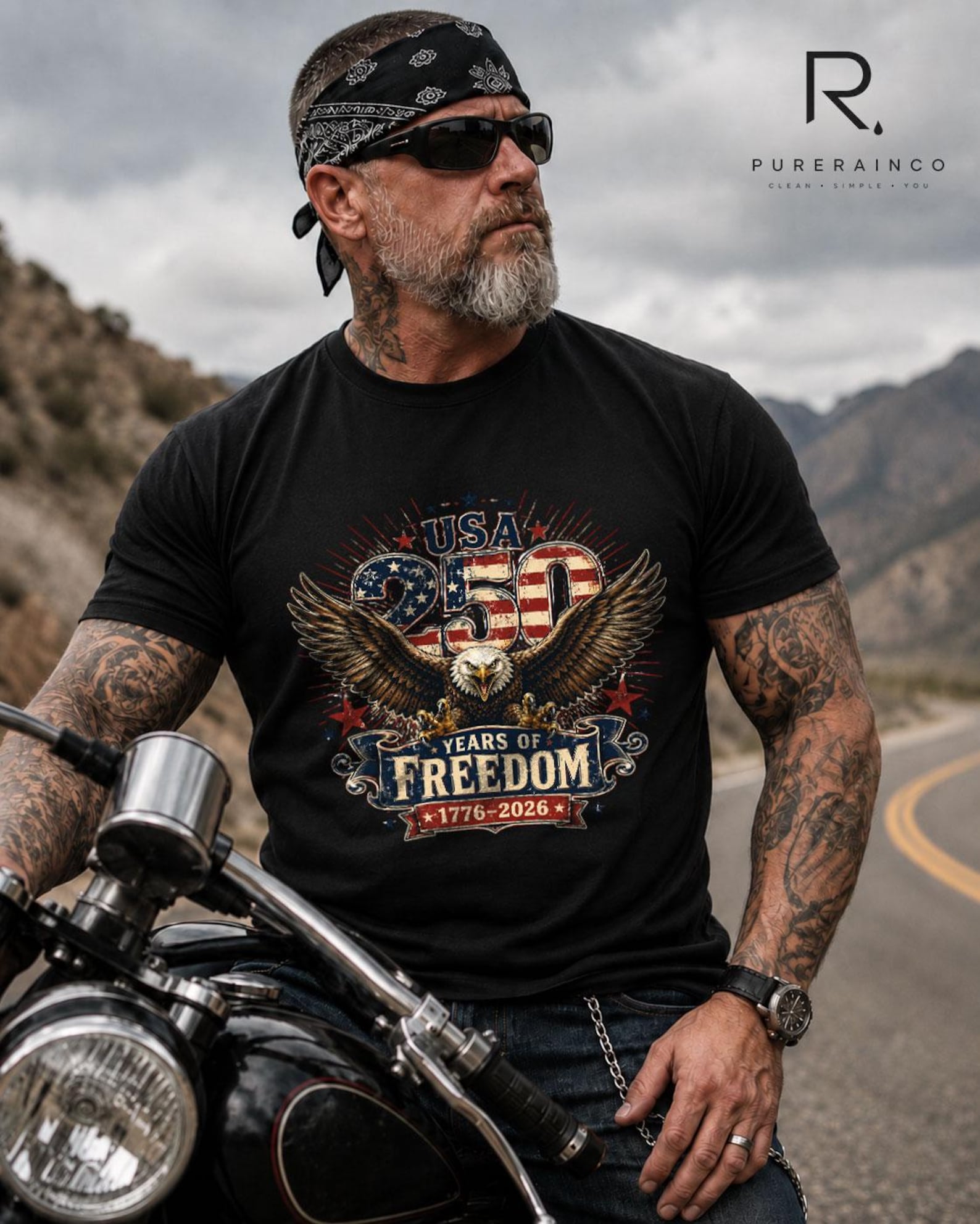 USA 250 Years of Freedom Shirt, American Eagle T-Shirt, Patriotic US Gift Veteran M