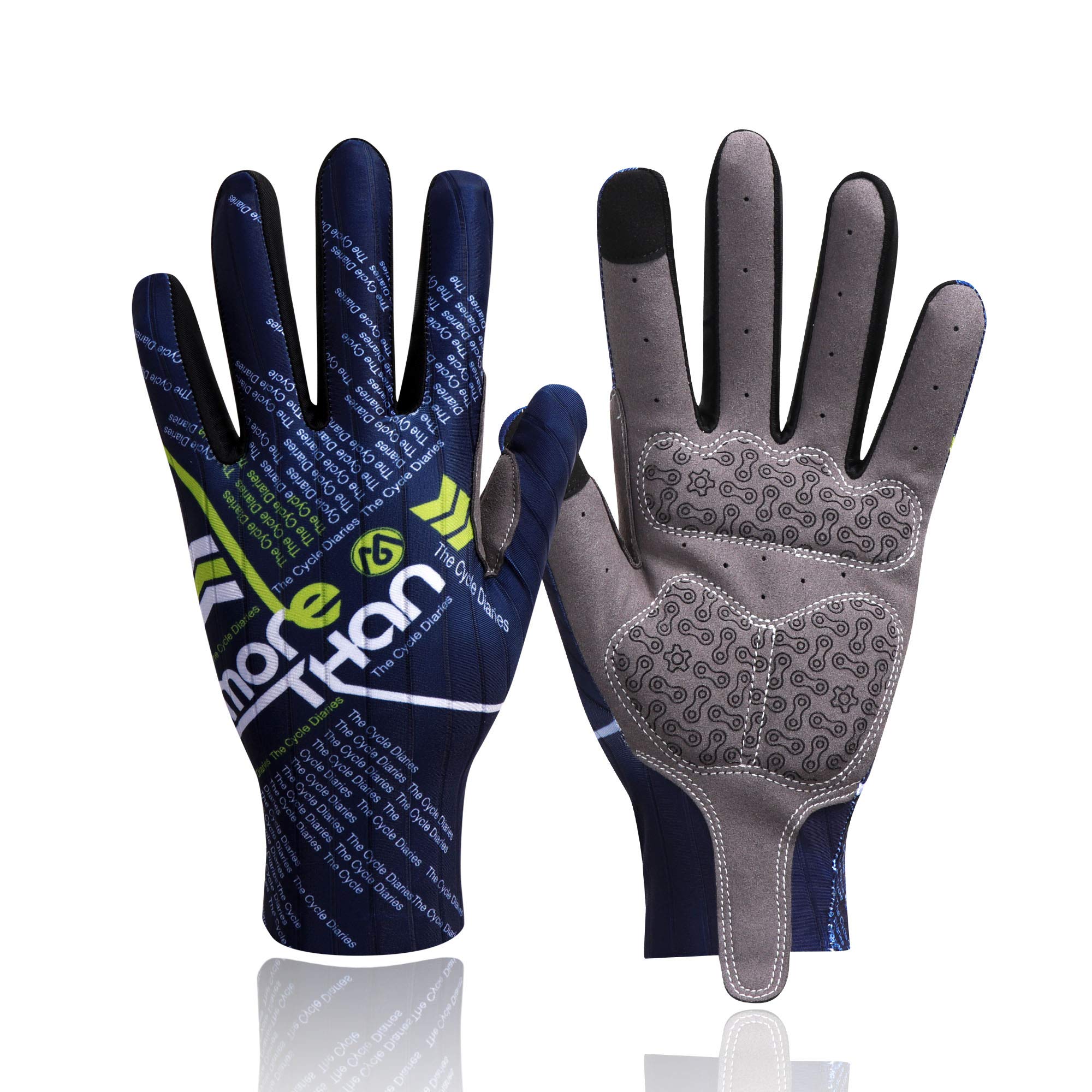 

Morethan Cycling Gloves with Smartphone UV and 3D Shock Absorption Pads (Size L/Unisex/Diary) Touch, Protection, (GVP-005) синий