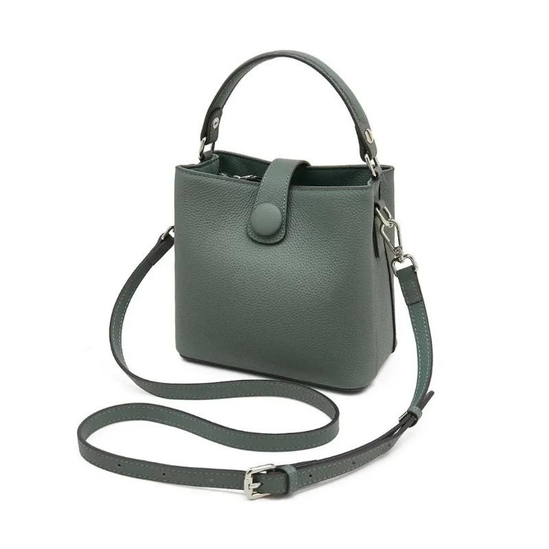 First Layer Cowhide Women Handbag Crossbody Bag 2026 New Bucket Bag Genuine Leather Luxury Design Shoulder Bag Small Handbag