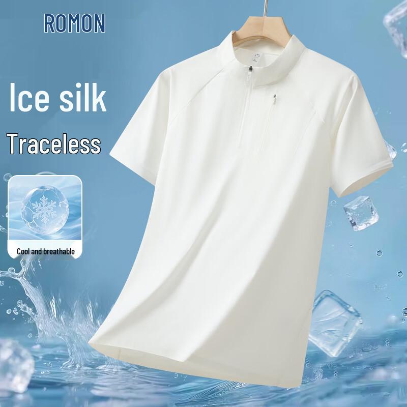 ROMON Men s Ice Silk Quick-Dry Half-Zip T-Shirt 3XL
