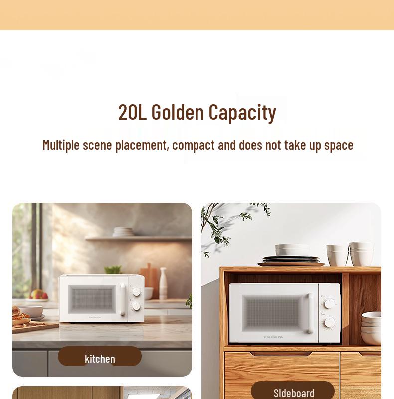 20L Mini Multifunctional Electric Microwave Oven with Mechanical Turntable