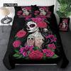 Sugar Skull Segas pārvalks Pusaudžu meitenes gultas veļas komplekts Sugar Skull Decor Gultas veļa Galvaskauss Skelets Rozes Ziedu apdrukas segas pārvalks Dekoratīvs