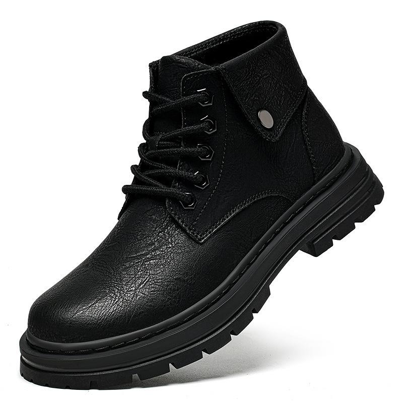 Men's Large Size High-Top Martin Boots - British Style, Plush Lined, Warm Snow Boots