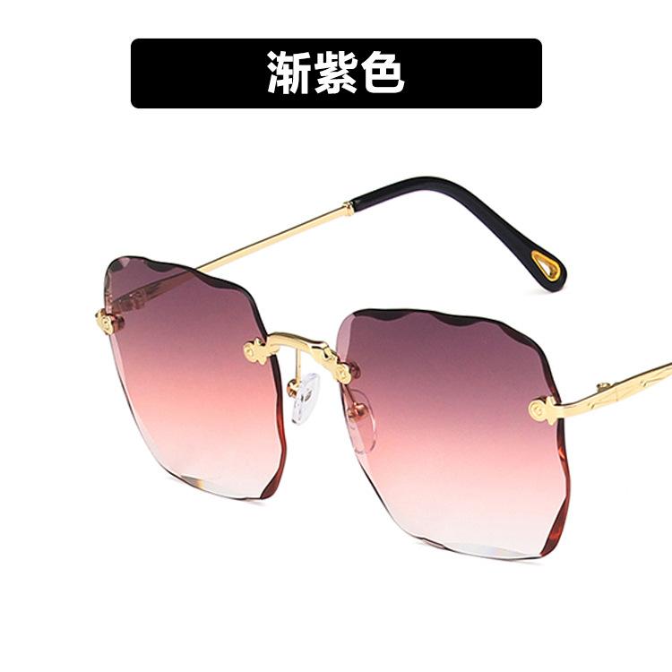 Frameless sunglasses trimmed women's new trendy Internet celebrity retro sunglasses UV protection sunglasses