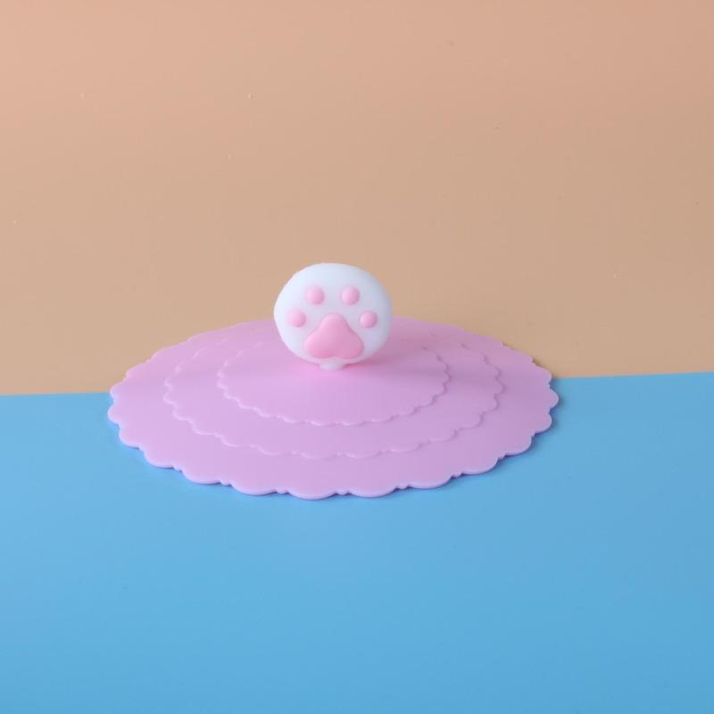 Cute Three-dimensional Cartoon Silicone Cup Lid, Circular Lid, Cute Cat Series Lid