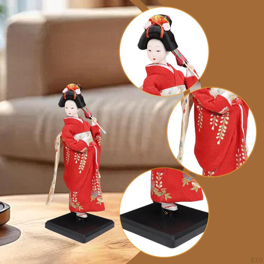 Ethnic Japanese Geisha Doll Collectible Figurine Female Statue Kimono for Home Office