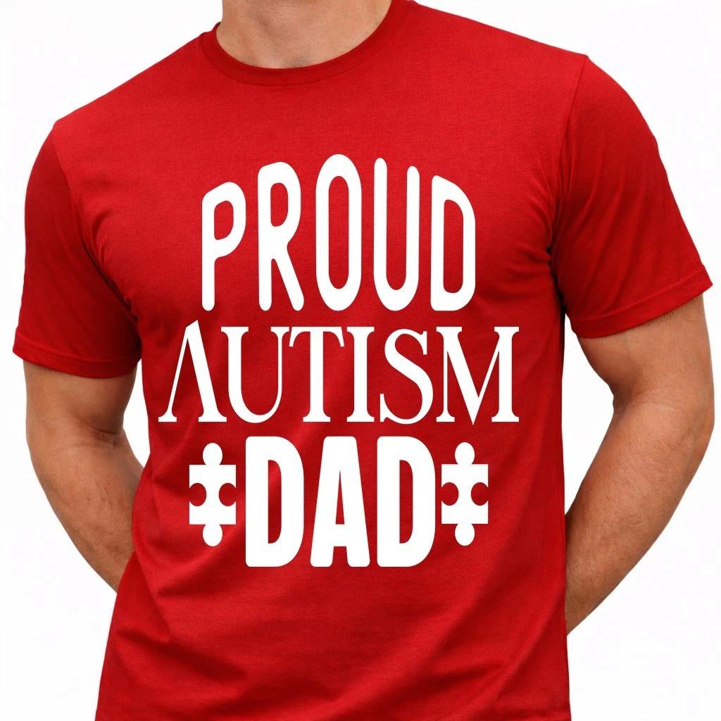 Autism Dad T Shirt Proud Awareness Gift Fathers Day Puzzle Support Graphic Tee XL