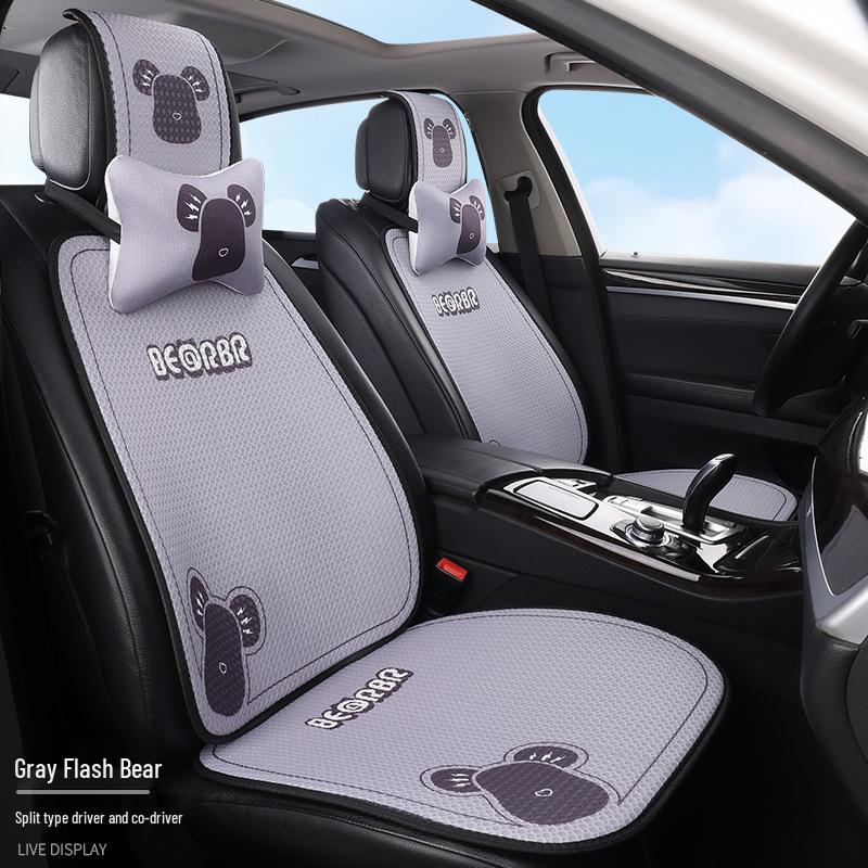 Universal Cartoon Linen Car Seat Cushion - Warm, Stylish, Four Seasons Comfort