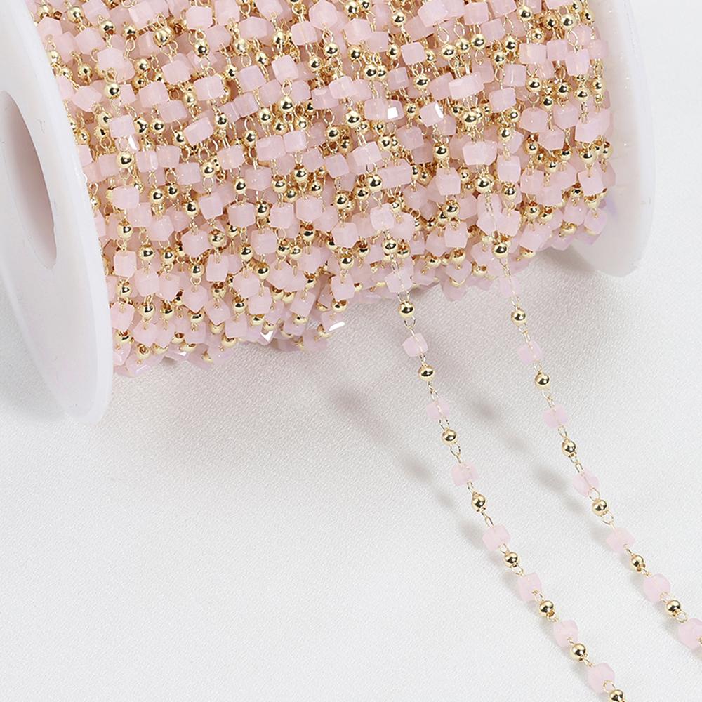 1Meter Crystal Cube Bead Chain Macaroon Colorful Bohemian Square Beads Chain for Necklace Bracelets Jewelry Making DIY