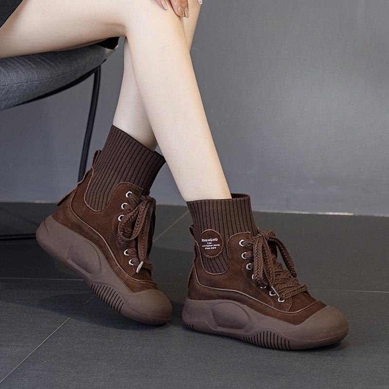 High-top Ankle Boots, Versatile Mid-calf Slim Boots, Casual Women's Shoes