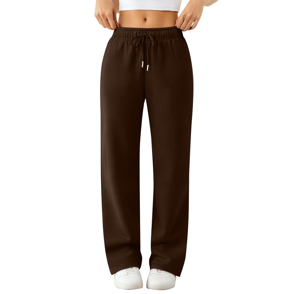 Women's Wide Leg Track Pants Fleece Lined Loose Straight Casual Pants  Sports Jogger Pants With Pockets