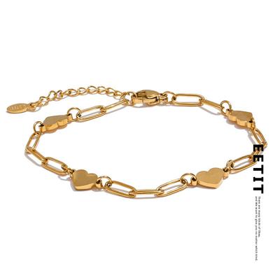 Fashion Stainless Steel Heart Handmade Chain Bracelet Bangle Waterproof Daily Charm Wrist Jewelry Bijoux Femme