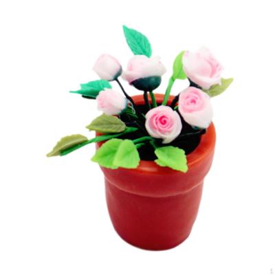 1:6 1:12 Scale Dollhouse Potted Flowers Fairy Garden Decor Classic Kid Toy Resin