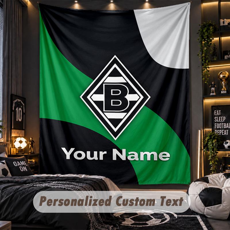 TapestryBorussia Mönchengladbach Custom Name Text Personalized Wall Hanging Tapestry Home Wall Decor