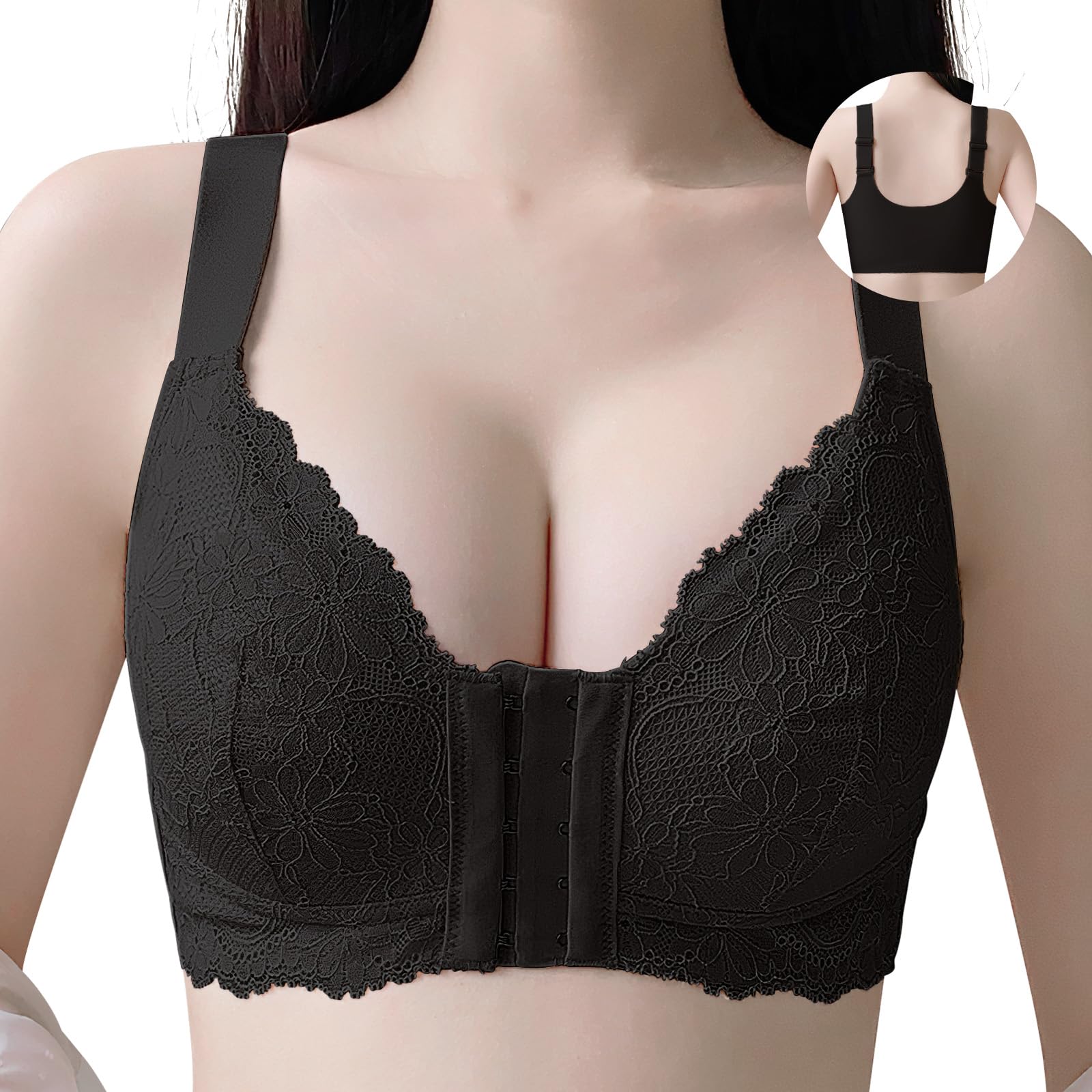 

Allanve Бюстгальтер для кормления Невероятные большие размеры Высокий перед Бесшовный Ночной Беспроводной Послеродовой бюстгальтер, Уменьшающий грудь [Мгновенное похудение, Стабильность, В наличии] чёрный