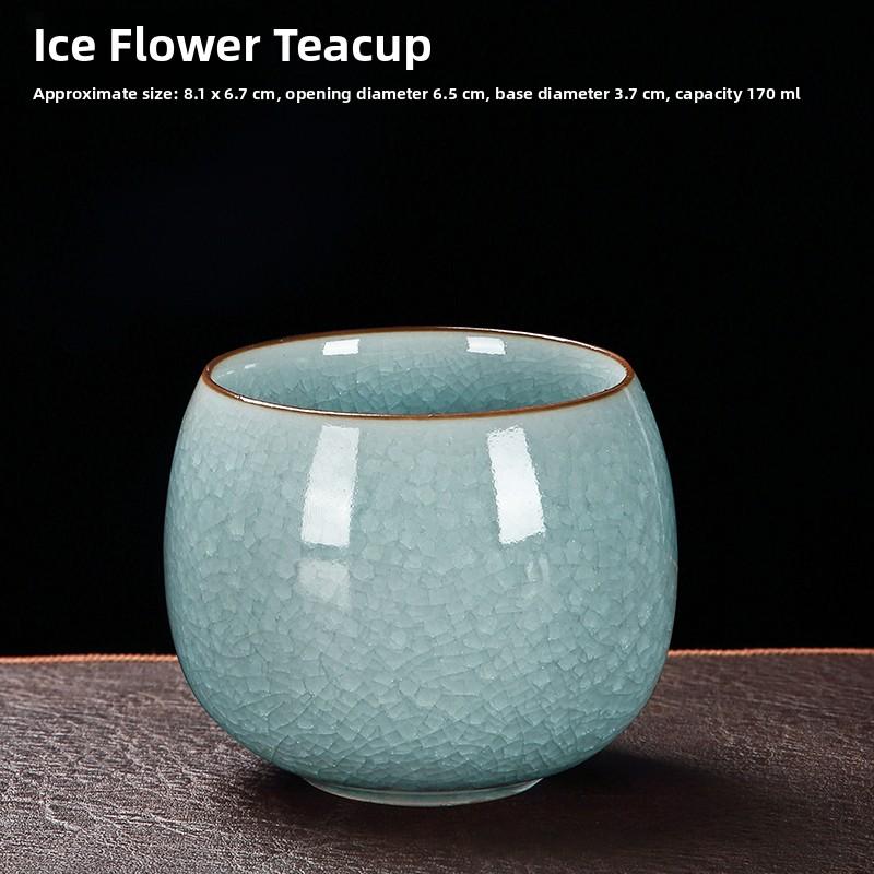 Premium Ceramic Gongfu Tea Cup Yu Porcelain Ice Crack Owner Cup Personal Use High End Tea Set Handmade Chinese Style