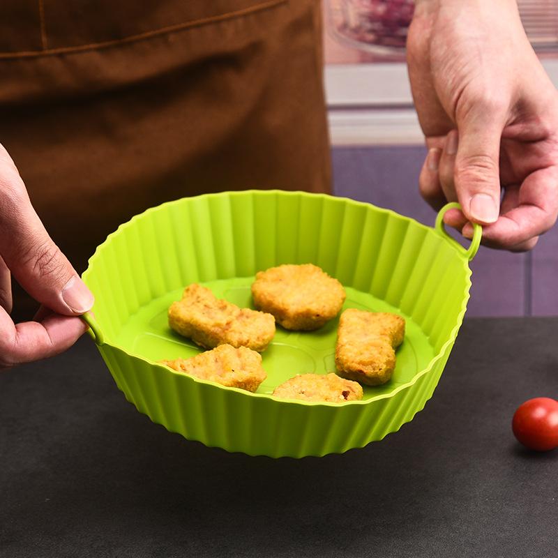 4pcs Silicone Air Fryer Pot Baking Tray Pans Fried Chicken Silicone Mold Basket Mat Airfryer Replacement Kitchen Accessories