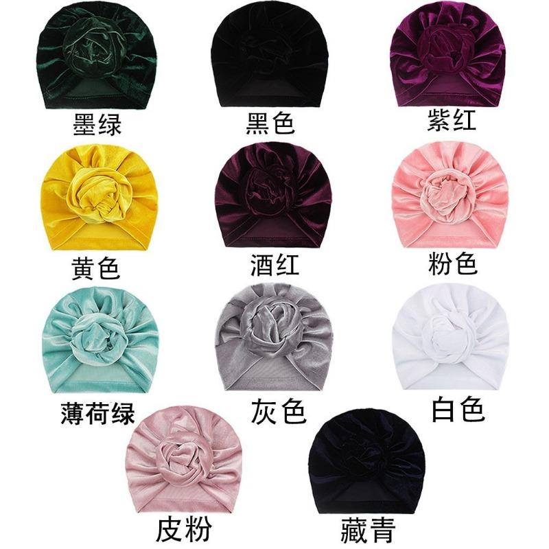 

New children s hat 11-color golden velvet warm spring, autumn and winter baby tire cap, soft baby tire cap