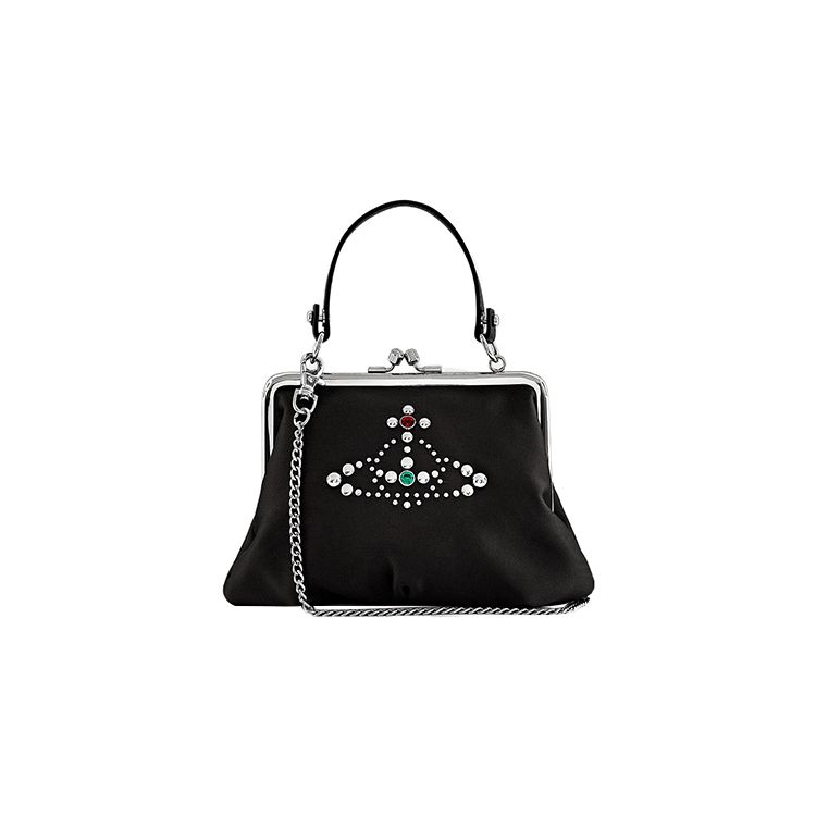 

VIVIENNE WESTWOOD Granny Frame Studded Chain Detachable Shoulder Strap Polyester Wallet Women Wallet Black 52020003W00CKN403 Basic Set (Bag)