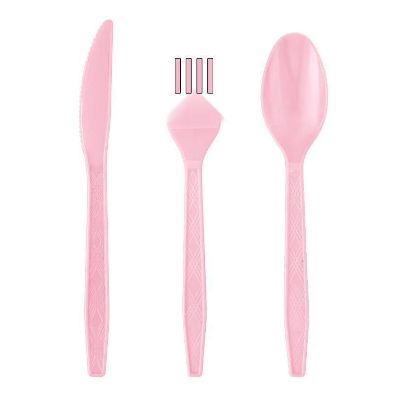 Macaron Pink Party Supplies Set: Disposable Plates, Cups, Napkins & Cutlery