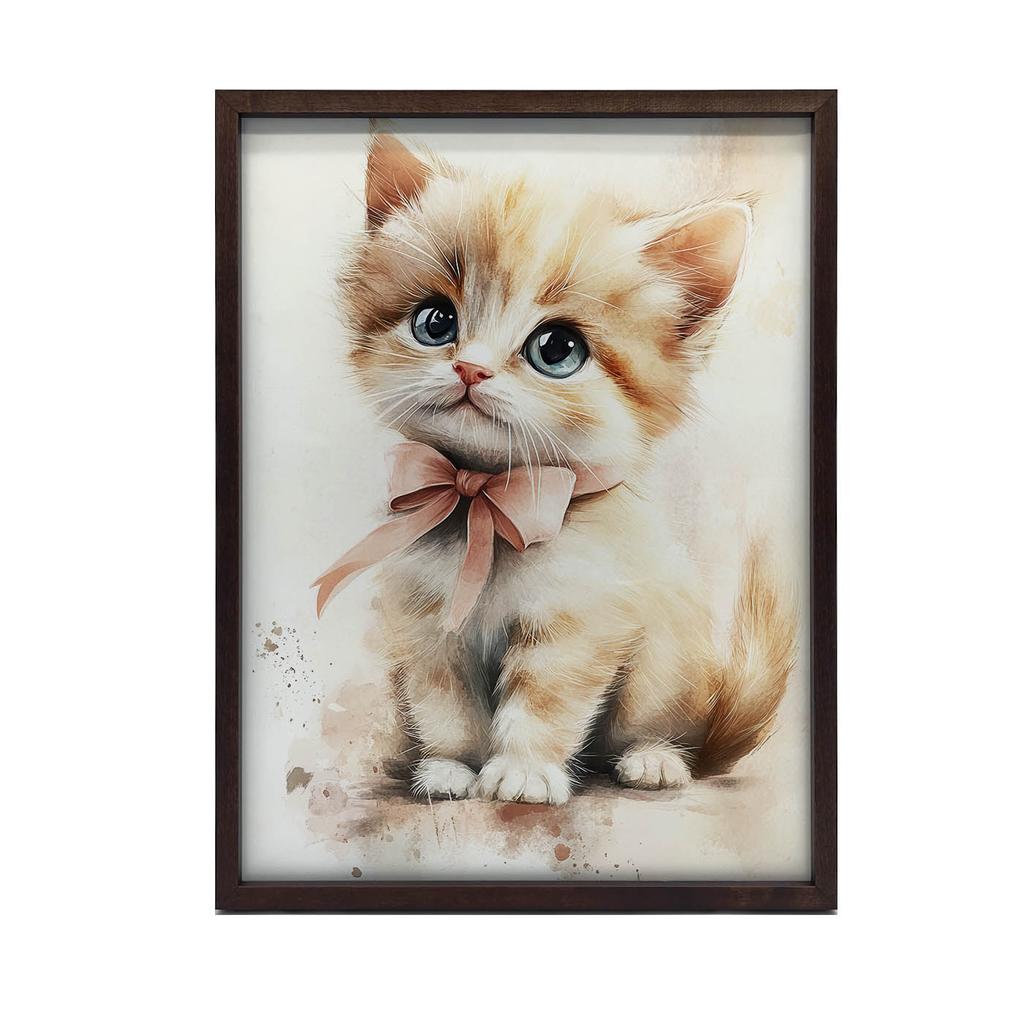 Cute Kitten With Pink Bow Cute Kitten With Pink Bow, 30X40 Cm, Unframed, Premium Canvas On Stretcher