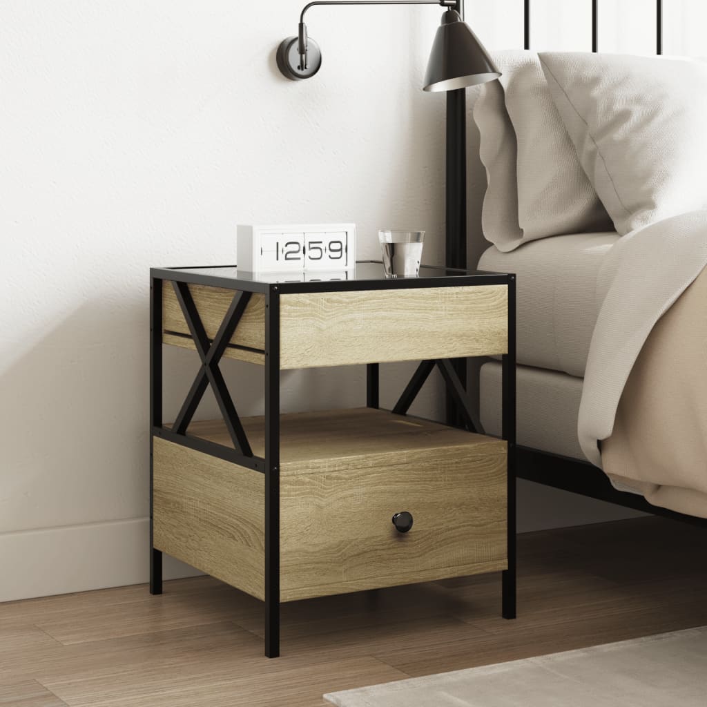 Nightstand with Infinity LED Sonoma Oak Finish 40x40x51 cm
