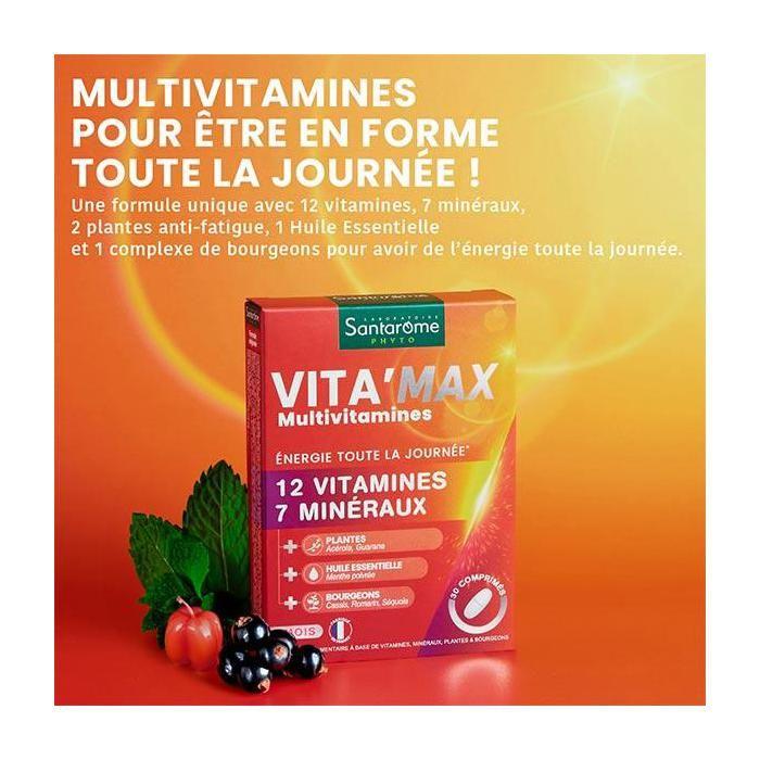 Santarome Bio Vita#039;max Multivitamines Energie et Vitalité 30 comprimés