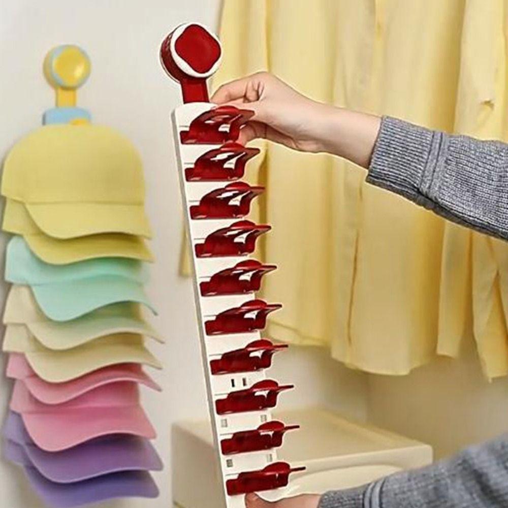 Built-In Spring Clips Multi-layer Hat Rack Large Capacity Hat Storage Clips Door Back