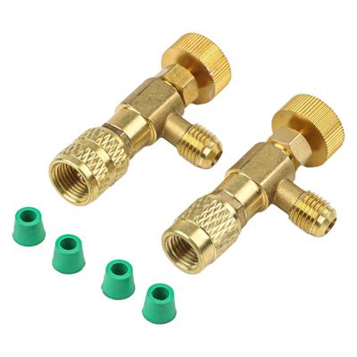 Air Conditioning Refrigeration Charging Adapter, R22R410A Safety Valve, Gold Color, Copper Material, Reliable Performance