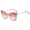 Light luxury cat eye metal sunglasses, high-end personality, square and round face, small face, large frame, trendy retro leopard print sunglasses