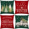 New Christmas Element Atmosphere Pillow Case Christmas Tree Snowflake Truck English Pattern Decorative Pillow Case