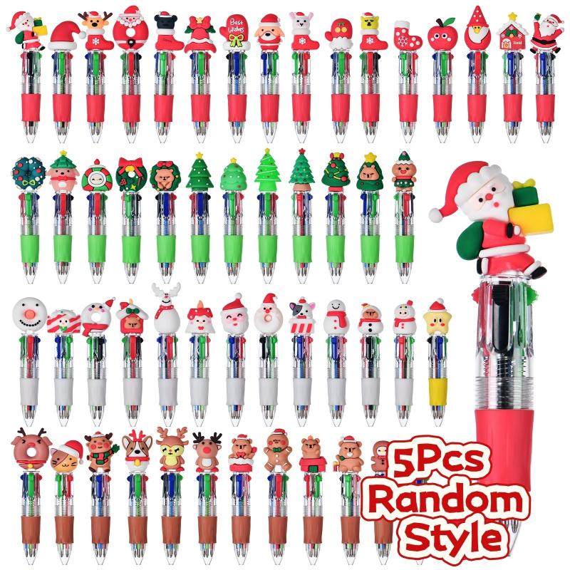

5-30Pcs Mixed Christmas 4-in-1 Color Ballpoint Pen Cartoon Santa Claus Snowman Writing Pen Student Stationery Kids New Year Gift