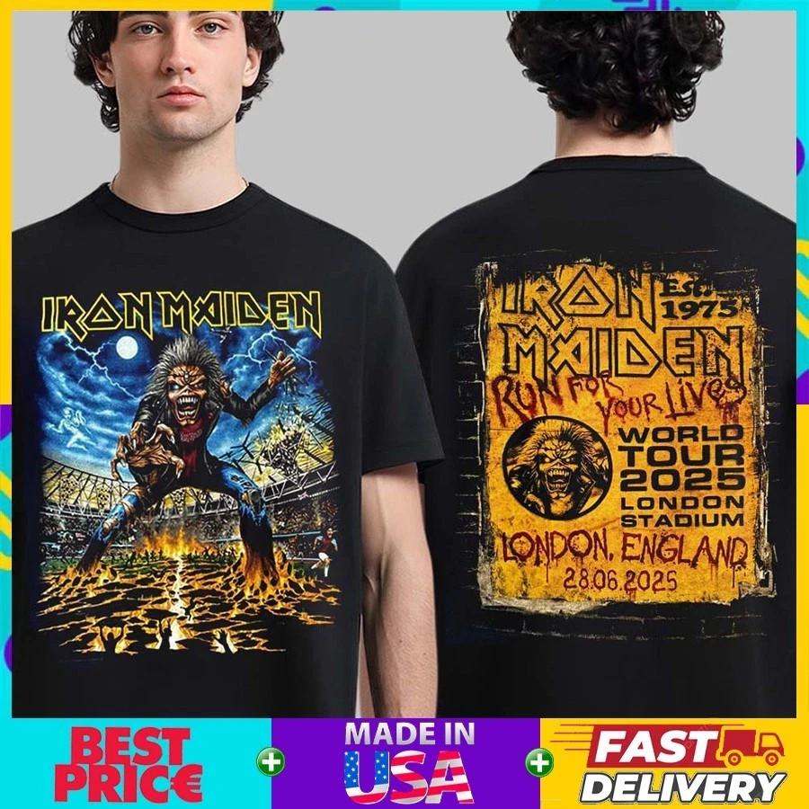 Iron Maiden Лондон Англия Run For Your Lives Мировой Тур 2025 Эксклюзивная Футболка Унисекс Футболка S