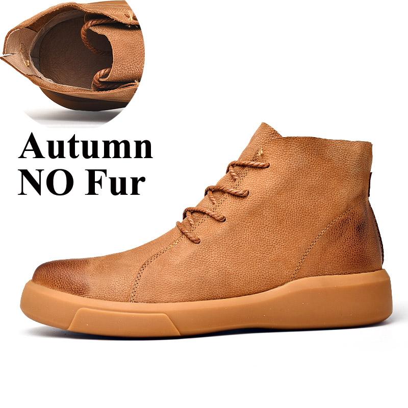 Men's Warm Snow Boots, Men's Leather Casual Shoes, Rubber Ankle Boots, Large Size High-top Plus Velvet Men's Boots 2024