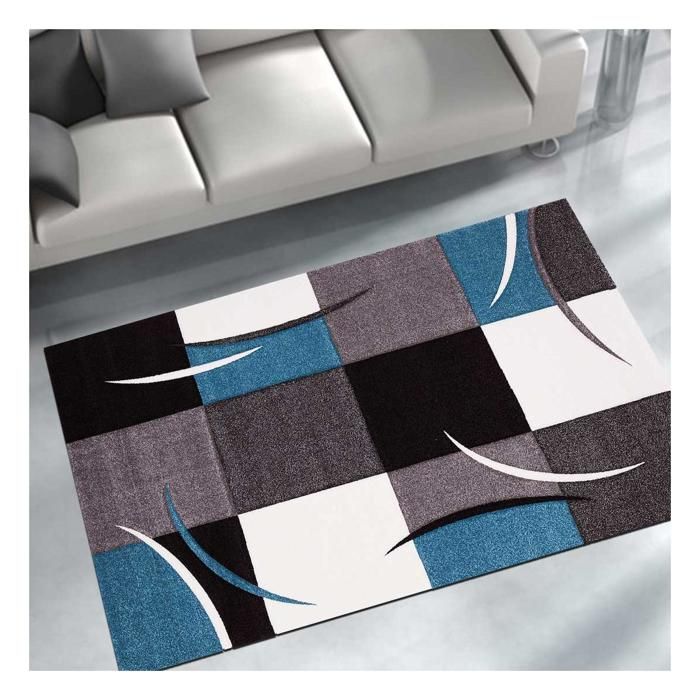 Tapis moderne - 80x150 cm - DIAMOND COMMA Bleu - Polypropylène - UN AMOUR DE TAPIS
