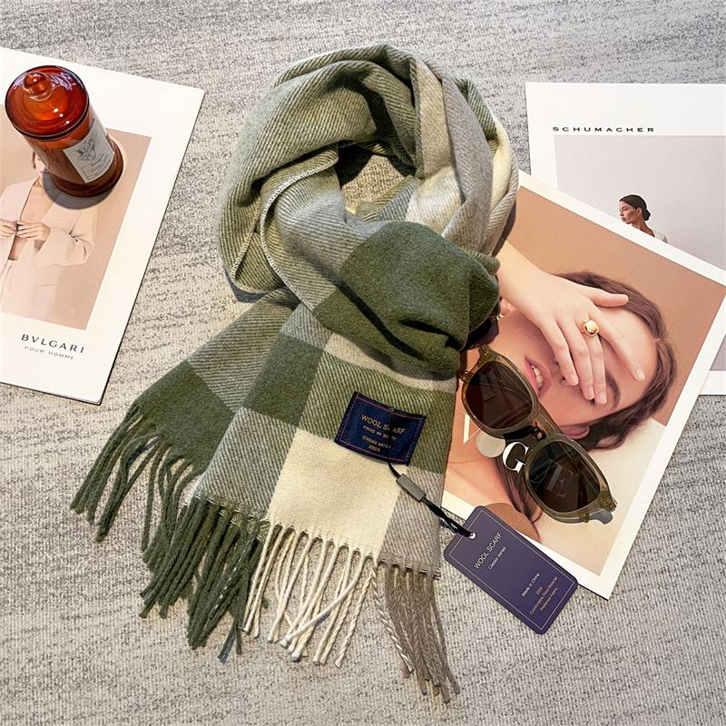 Luxury Plaid Scarf Winter Warm Cashmere Women Long Bandana Pashmina Foulard Female Scarves Tassel Shawl And Wraps  Design
