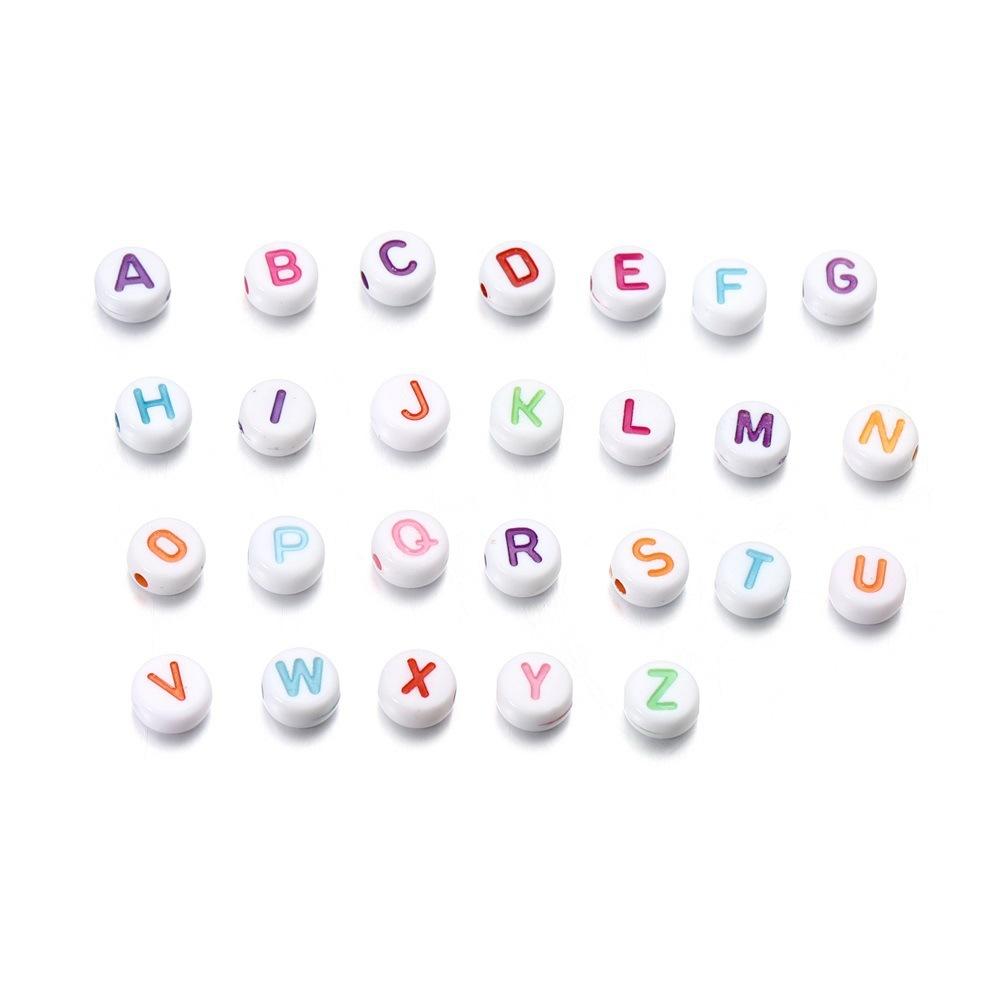 Color Letter Beads On White Background Acrylic English Letter Beads Plastic Round Bracelet Beads 26 Single Letter D