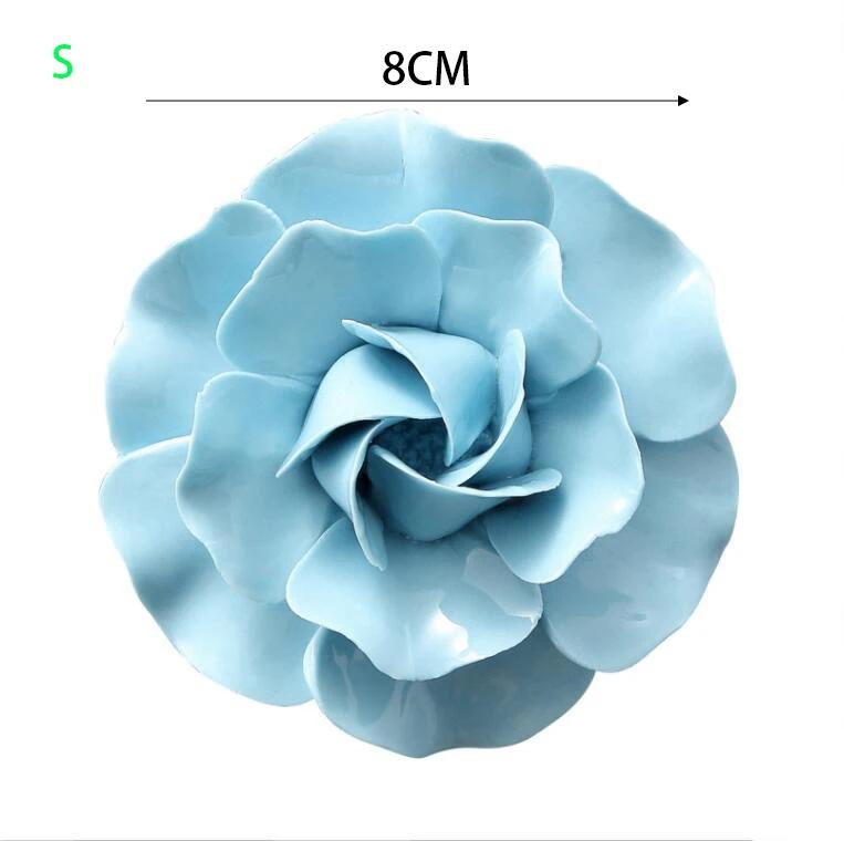 Chinese Blue Peony Rose Ceramic Flower Wall Mural Ornaments Home Livingroom Wall Sticker Decoration Club Hall Store Wall Hanging